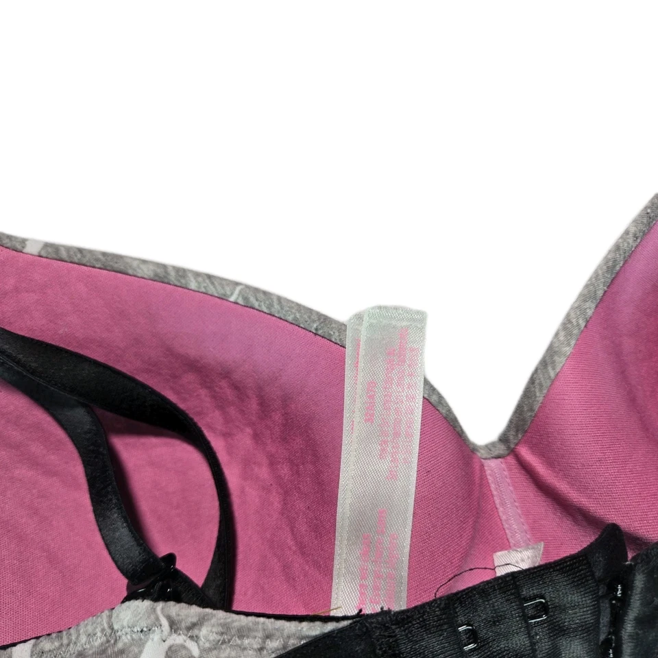 Sujetador Victoria's Secret ROSA 32A Gris Logo Perro Inalámbrico Ligeramente Forrado Sujetador Foto 3 de 4