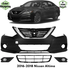 Front Bumper Cover Fascia & Grille Assembly Kit For 2016-2018 Nissan Altima