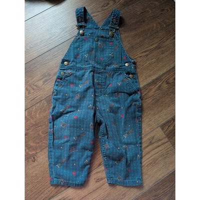 Vintage Rainbow Tag Gymboree Tee Time Golf Print Plaid Overalls