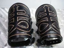 BLACK CARVED SATANIC LEATHER GAUNTLET. HEAVY METAL  (MDLG0328).....KING DIAMOND