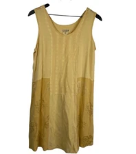 Citron Santa Monica Dress Women's Yellow Sz M Sleeveless Patchwork Floral Boho