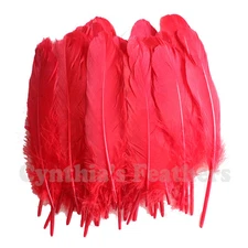 Turkey Feathers, Red Turkey Round Quill Feathers 6-8 inches 50 pcs