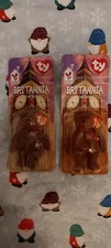 TWO RARE TY Britannia The Bear Beanie Babies with TAG ERRORS!!