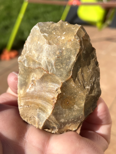 Beau Biface Moustérien en silex H : 6,9 cm x 5,5 cm Paléolithique Orne St Brice - Imagen 9 de 16