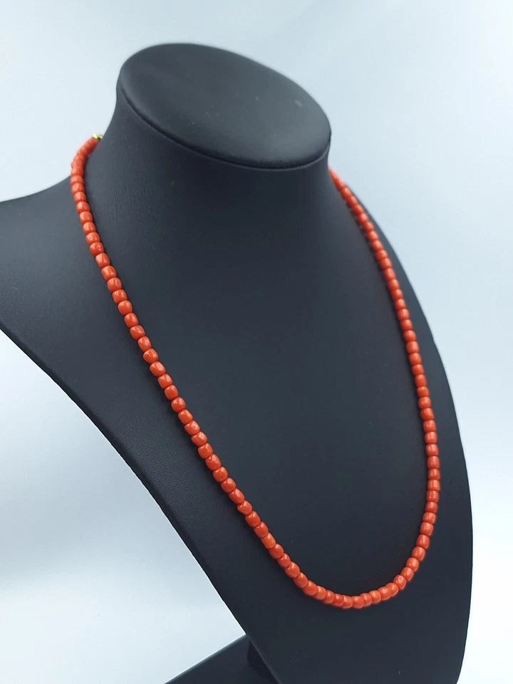 collana donna vero corallo rosso di Sardegna naturale e argento 925 Dorato  - Immagine 4 di 4