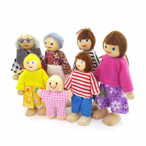 Holz Familien Set Maßstab 1:12 Puppenhaus Miniatur Mädchen Spielzeug Mitglieder Puppen Set - Bild 8 von 13