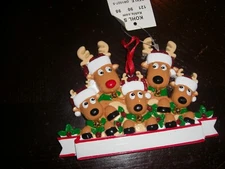 NEW REINDEER Family of 5 Personalized Christmas Ornament POLAR X