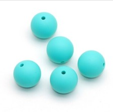 5 pc. Turquoise Aqua Silicone 15mm beads Food Grade silicone Solid color 1211910