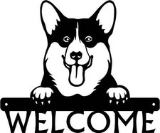 Pembroke Welsh Corgi Detailed Dog Face Welcome Sign or Custom Name
