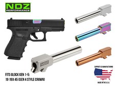 NDZ Glock 19 19X 45 Gen 1-5 4" Barrel Match Grade Stainless Steel PVD Drop In
