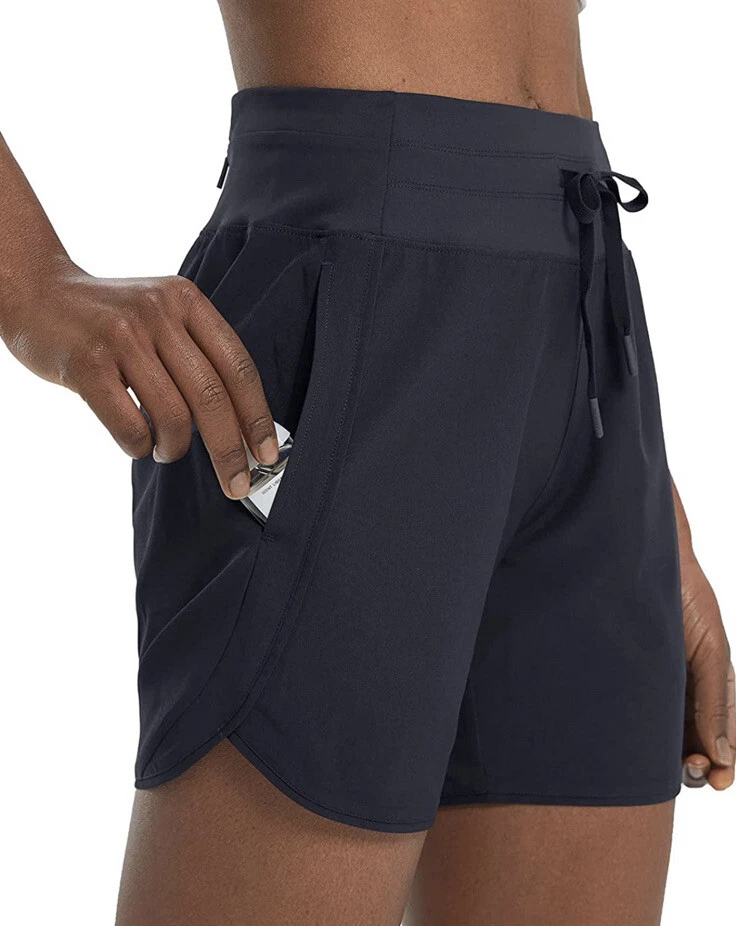 BALEAF Women's 5 Running Shorts Unlined Athletic Workout Shorts Zipper  Pocket