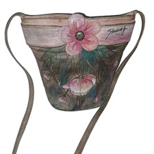 Jaw Dropping Hand Painted Studio J Leather Purse 22 Inch Strap