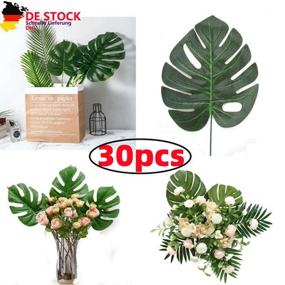 30PCS Künstlich Palme Blätter Seide Falsche Tropische Zimmer Beach Party Grün