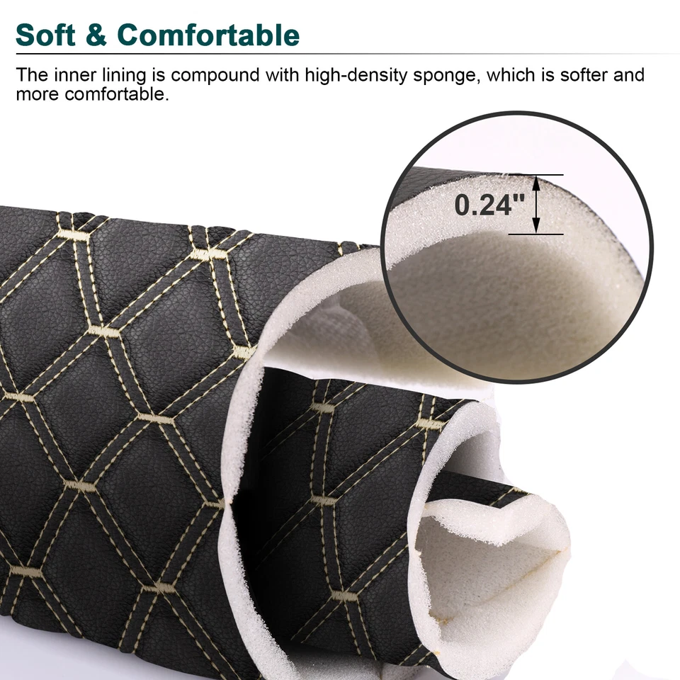 63" Quilted Faux Leather Fabric Foam Backed Car Headliner Upholstery By Yard - Image 3 of 4