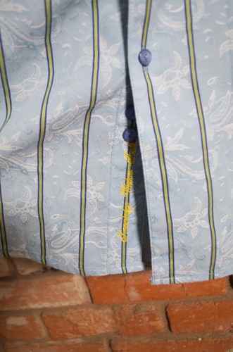 Robert Graham blau gewebt gestreift Paisley Flip Manschette Sport Hemd Herren 2XL - Bild 11 von 12