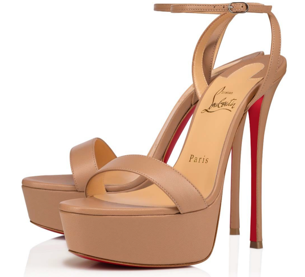 Christian Louboutin Loubi Queen Alta 150 Nude Ankle Strap Sandal