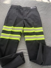 2 Cintas Comfort Flex Charcoal  Gray Hi Visibility Work Pants Size 40x32 #945-34