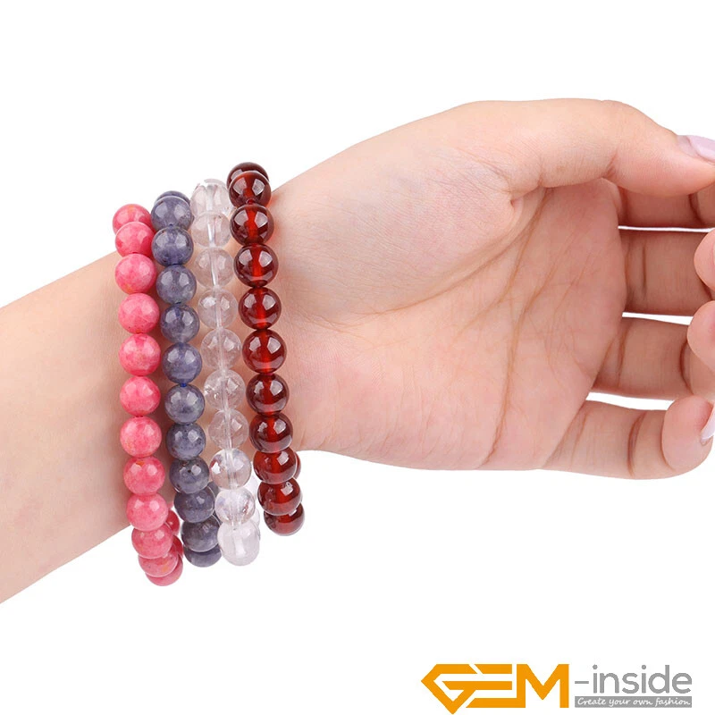 Pulsera Joyería Dijes Energéticos Elásticos Cuentas Redondas 8mm Piedras Preciosas Cuarzo Natural Foto 2 de 4