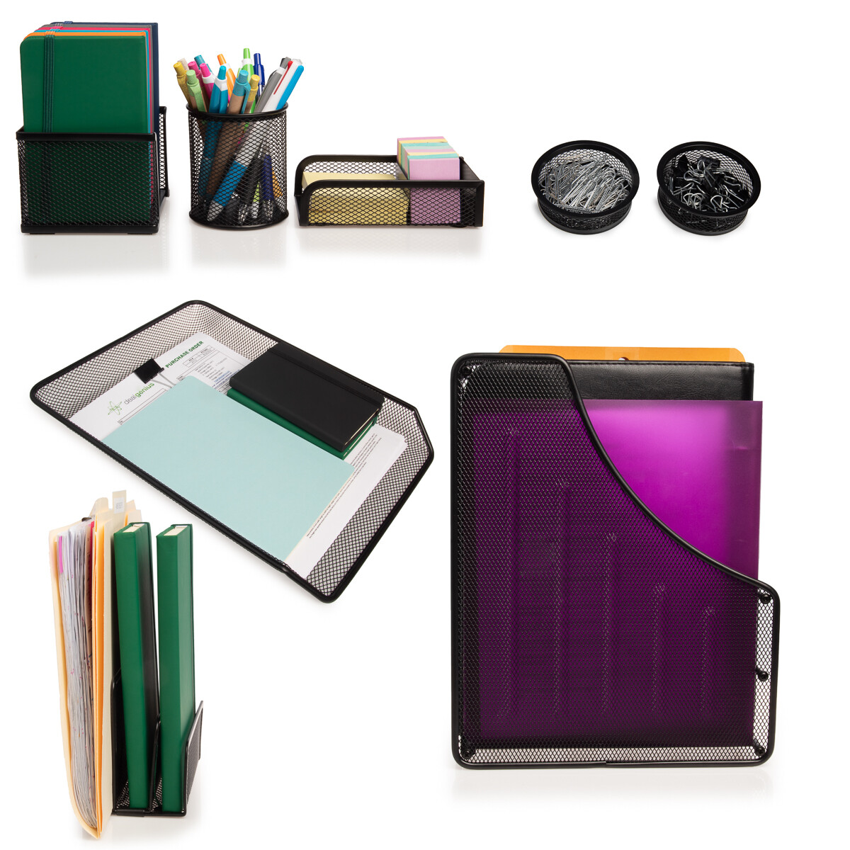 8pc Computer Desk Organizer Set Mesh Office Supplies Accessories File