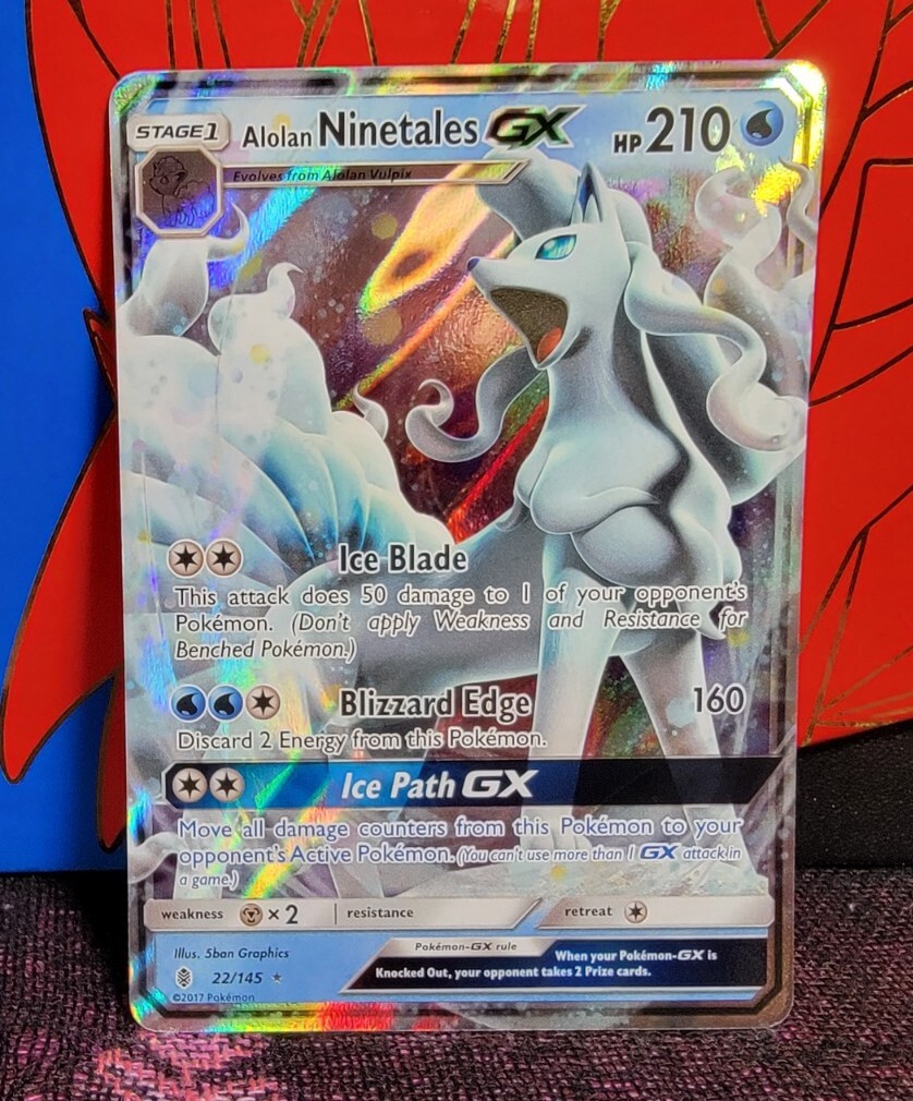 Alolan Ninetales GX 22/145 Rare Holo Full Art Guardians Rising