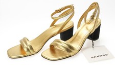 SANDRO Lauren Scarpe Donna EU 40 / UK 6,5 Pelle Tacco a Blocco Sandali Dorati