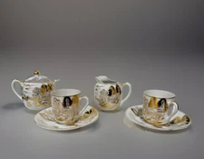 Vintage Kutani Japan Porcelain Tea Cup Saucer Plate  Sugar Creamer Gold Mt Fuji