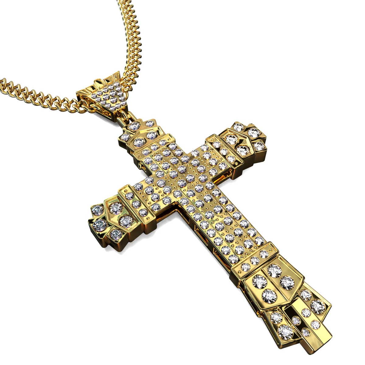 Ice City Men s Iced Cross Pendant Necklace Stainless Steel Chain 20 Inches