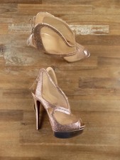 NO CUSTOMS TAX CHRISTIAN LOUBOUTIN Farfamesh gold glitter leather  mesh sandals