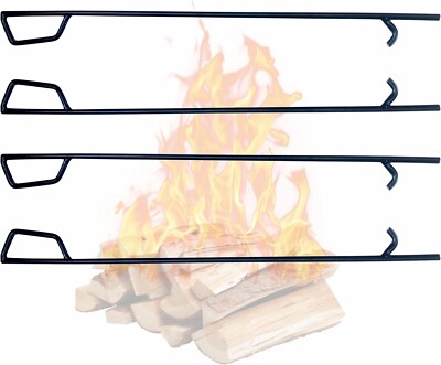 36'' Long Firepit Poker - For Outside Pits & Indoor Hearth - 4 Pcs - Black