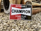 Antique Vintage Old Style Champion Spark Plugs Sign