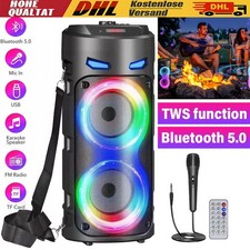 Bluetooth 5.0 Lautsprecher LED Subwoofer Boombox Musikbox Party LED mit Mikrofon