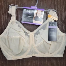 Bali Bra 36DD Flower Comfort-U Light Beige Ivory Nude 0180 Underwire New /w Tags