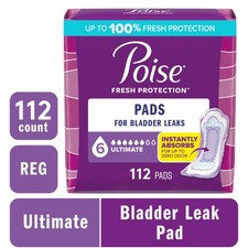 Poise Incontinence Pads for Women, 6 Drop Ultimate Absorbency, Regular Length