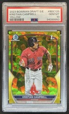 2023 Bowman Draft Sapphire Kristian Campbell Chrome Yellow Refractor #/75 PSA 10