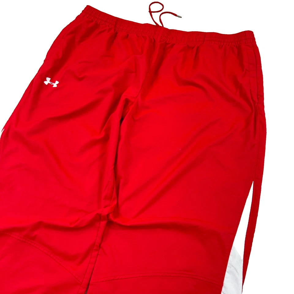 Under Armour Pants Men 3XL Red White Windbreakers Joggers Track Suit Baggy * - Image 3 of 4