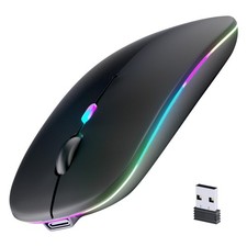 Wireless Bluetooth Mouse, Rechargeable, LED, Silent, Ultra-thin Design Portable