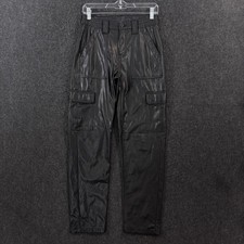 American Eagle Outfitters Cargo Pants Women's 2 Black Faux Leather Stretch
