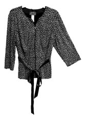 2X Alex Evenings Black Glitter Shimmer Zip Front Slinky Knit Peplum Jacket Top