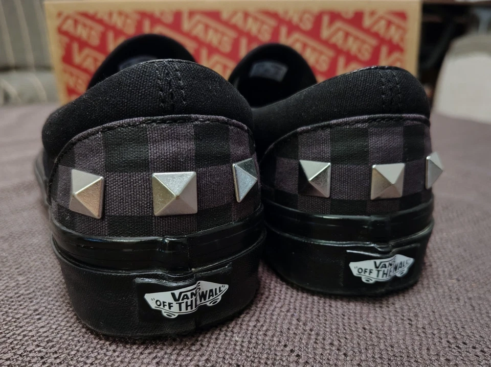 Vans Slip On 37 Checkerboard 98 DX Black Gray Studded Studs Classic - Image 4 of 4