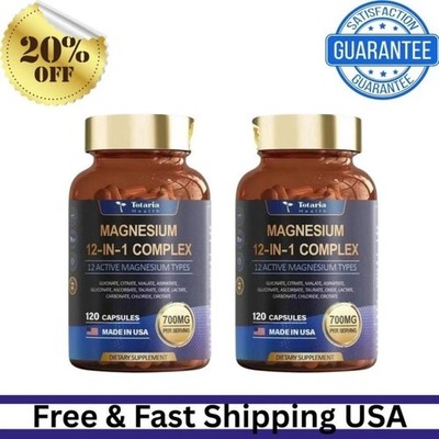 Magnesium 12 in 1 Complex 700mg - Dietary Supplement 240 Capsules, 2 - packs Set