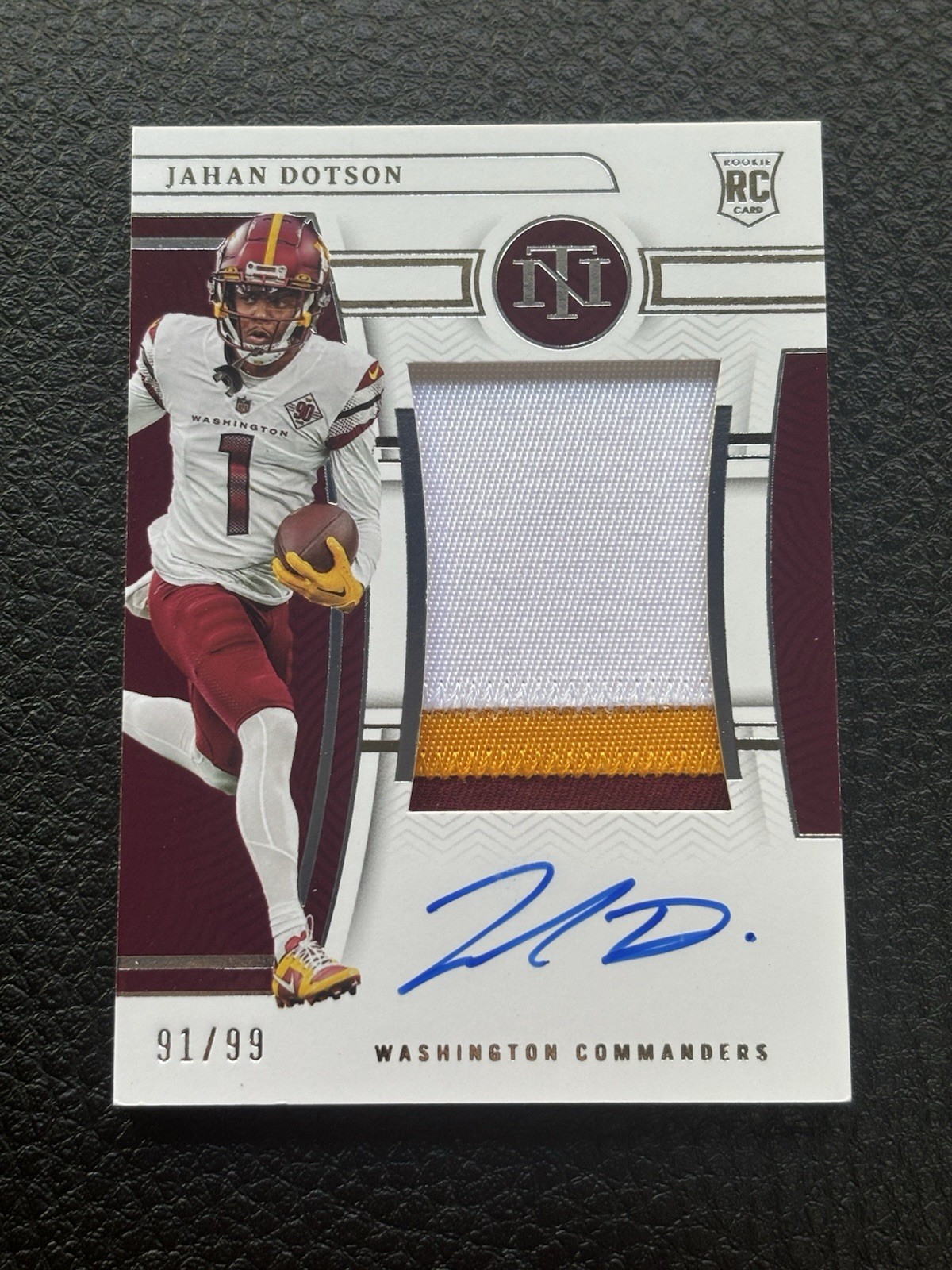 2022 National Treasures Jahan Dotson True RPA /99 #168 Rookie Patch Auto