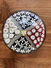 Vintage Millefiori Art Glass Paperweight Floral Murano Style Multicolor
