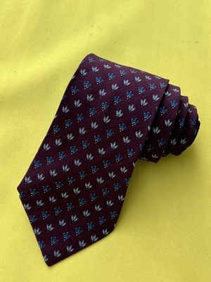 Authentic NICOLA FERRI 3 Pin Bowling Design On Maroon 100% Silk Necktie Tie