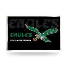 Philadelphia Eagles Premium 3x5 Feet Flag Banner, Retro Logo Black, Metal...