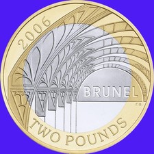 £2 Coin. 2006 BRUNEL PADDINGTON STATION ARCHES Two Pound Coin BUNC