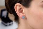 GENUINE 8.76 Cts AQUAMARINE STUDS EARRINGS 14K WHITE GOLD - Free Appraisal - NWT — photo 5