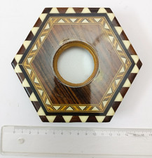 Set of 2 Spain Parquet Wood Handmade Geometric Design Pattern Hexagonal Coaster