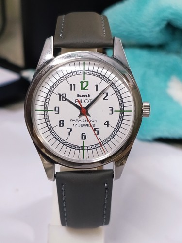 HAND WINDING VINTAGE HMT PILOT WHITE DIAL MECHANICAL WATCH FOR MENS