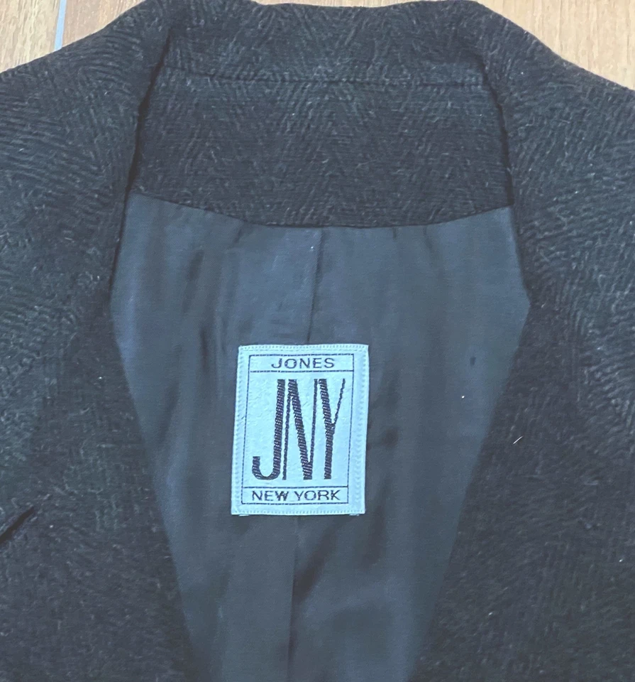 Abrigo largo de lana marrón con forro Jones New York vintage para mujer Foto 3 de 4