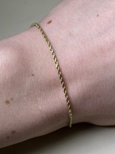 10K Yellow Gold Diamond Cut Rope Chain Bracelet, 7  , 1.2 g